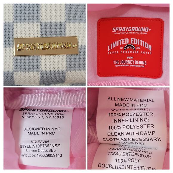 NWT SPRAYGROUND Knit SHARKS IN PARIS Cream DLX Backpack Soldout Limited Edition - Picture 12 of 16